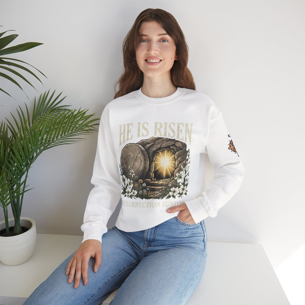 He Is Risen Sweatshirt — Jesus Christ Resurrection Easter Sweatshirt Printify