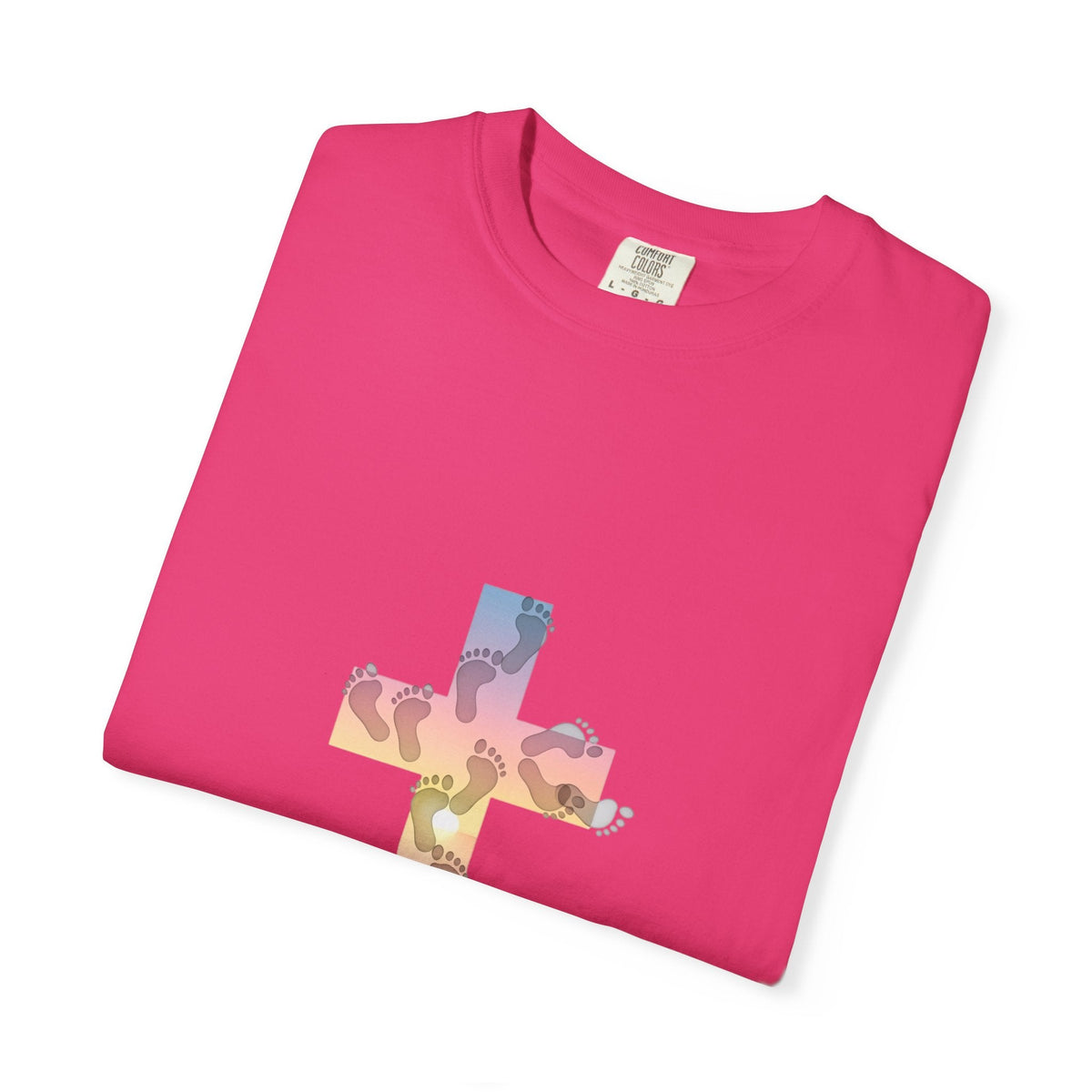 Walk by Faith T-Shirt – Cross & Footprints Christian Tee for Bold Believers Printify