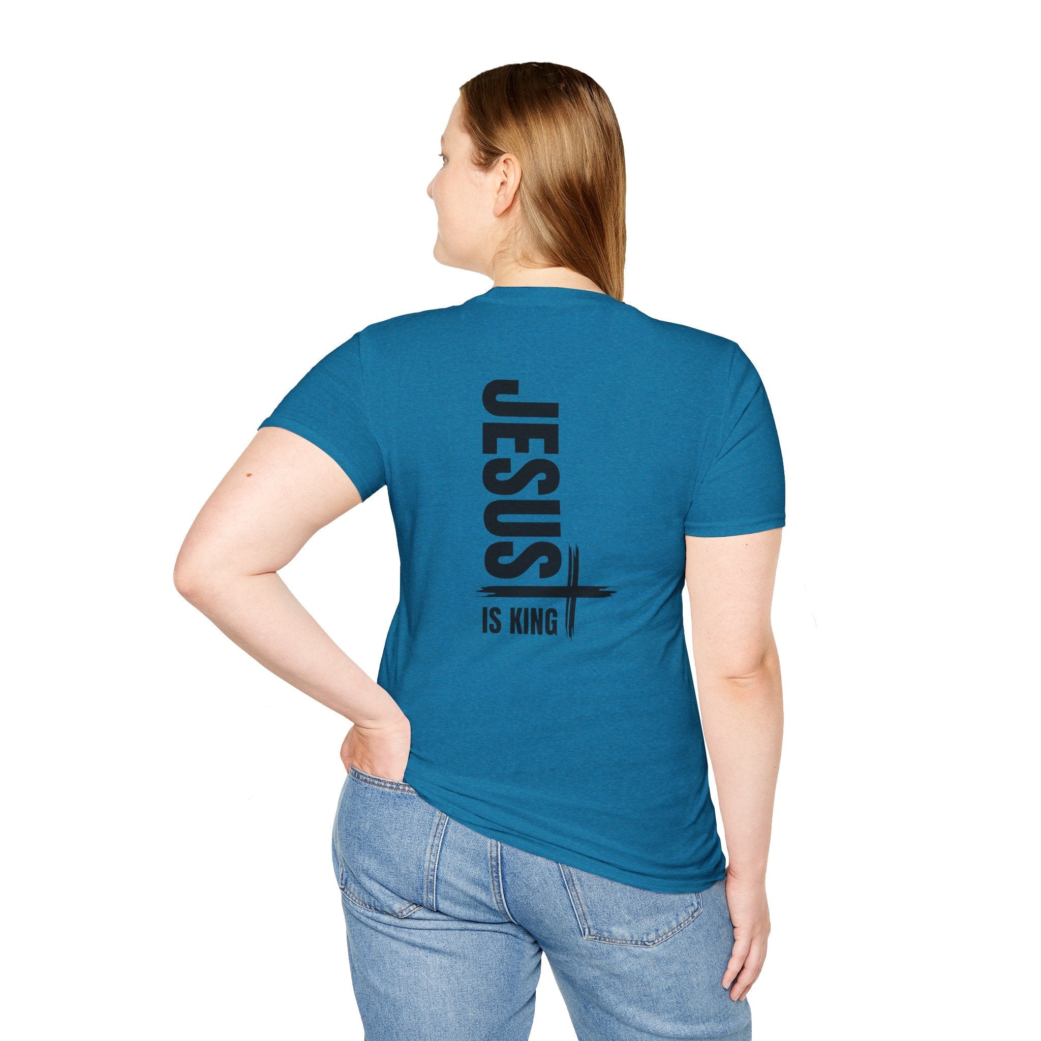 Jesus Is King T-shirt | Modern Typographic Cross Christian T-shirt Printify