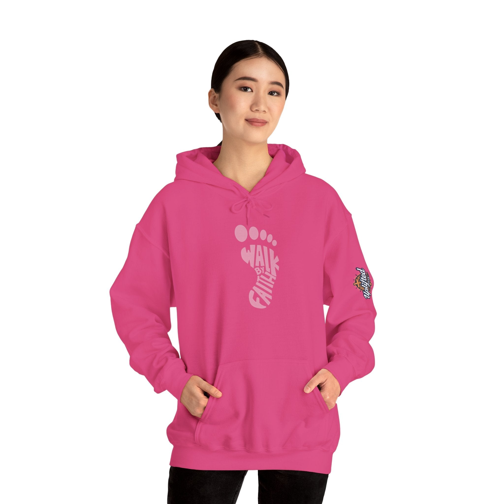 Walk By Faith Footprint Hoodie Printify