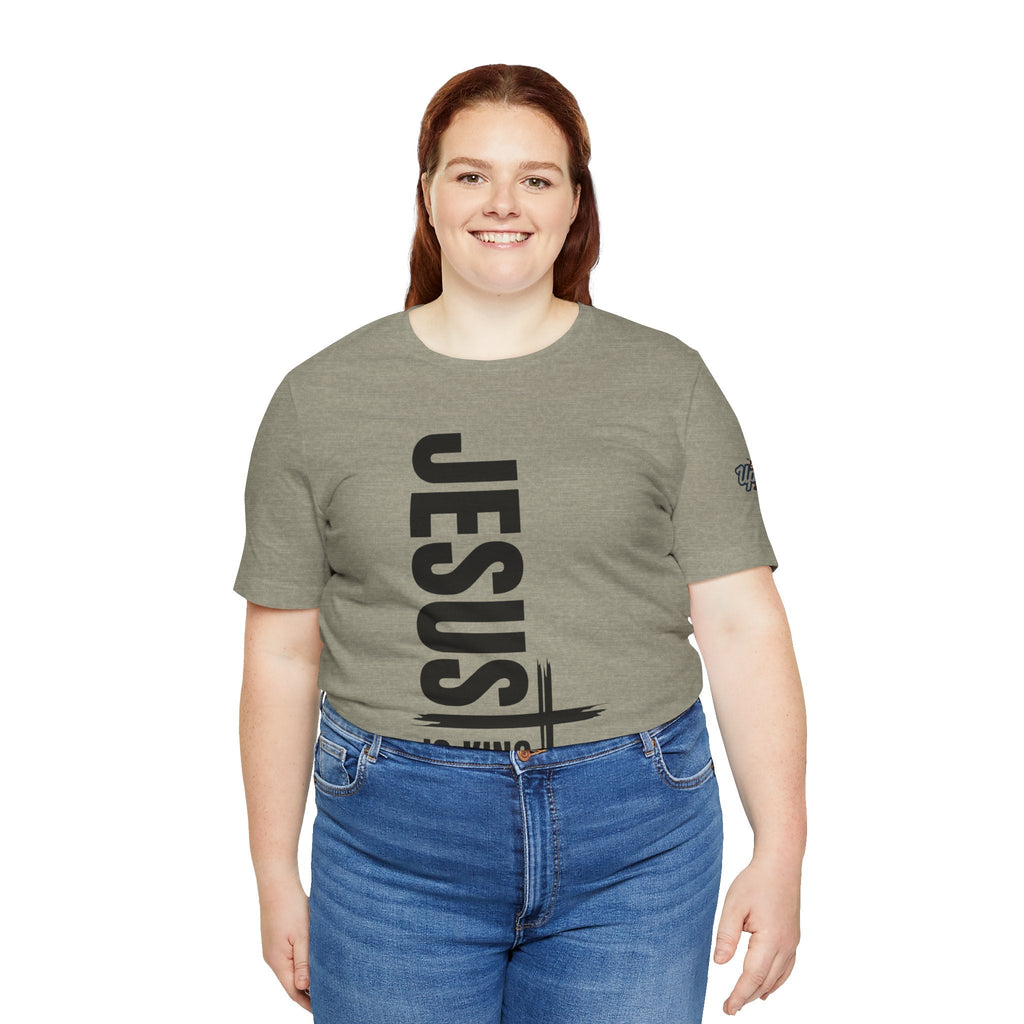 Jesus Is King T-shirt | Modern Typographic Cross Christian T-shirt Printify