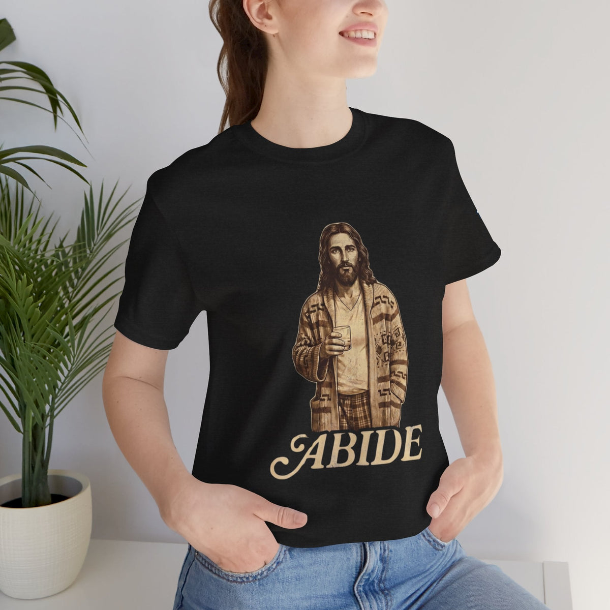 Abide Vintage Jesus Tee — "The Dude" Graphic Christian T-Shirt Printify