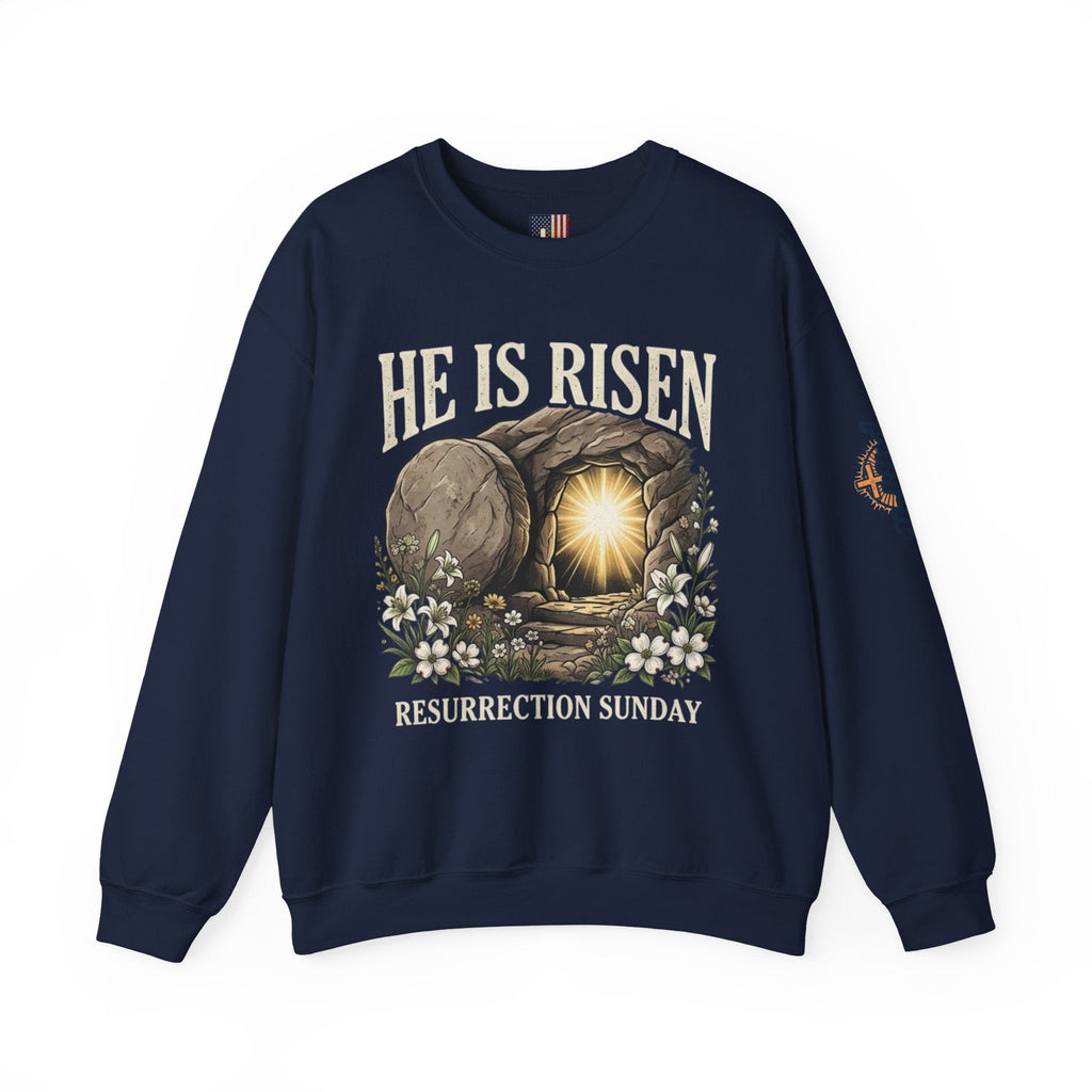 He Is Risen Sweatshirt — Jesus Christ Resurrection Easter Sweatshirt Printify