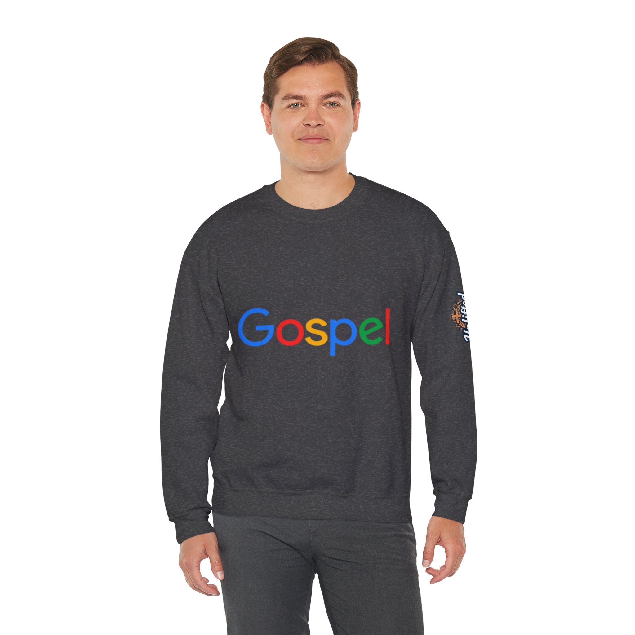 Gospel Graphic Sweatshirt — "Gospel" Colorful Logo Christian Sweatshirt Printify