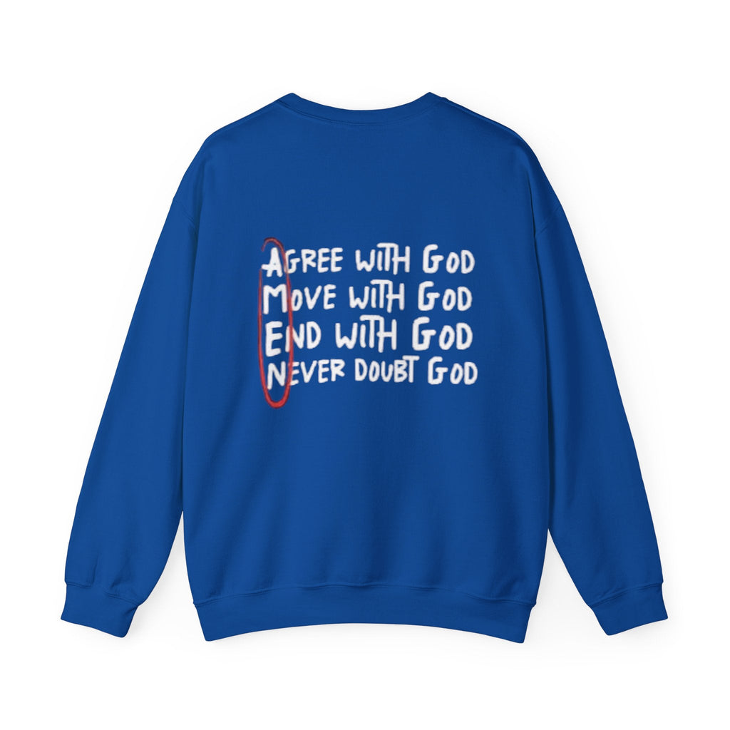 AMEN Acronym Sweatshirt – Always Agree with God Move with God End with God Never Doubt God Christian Hoodie for Unwavering Faith Printify