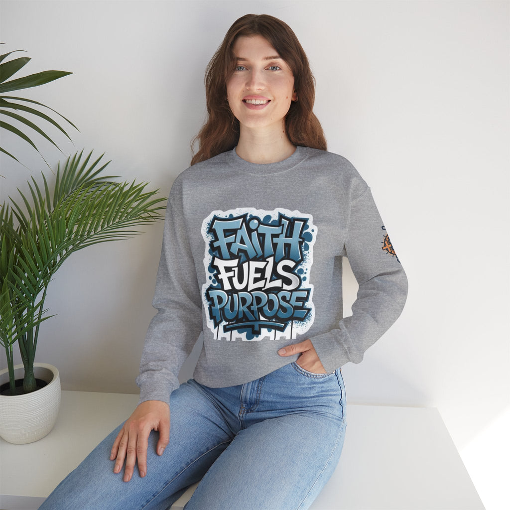 Faith Fuels Purpose Sweatshirt – Inspirational Christian Sweatshirt for Divine Drive & Unstoppable Belief Printify