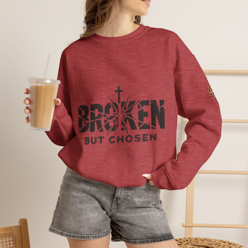 Broken But Chosen Crewneck Sweatshirt Printify