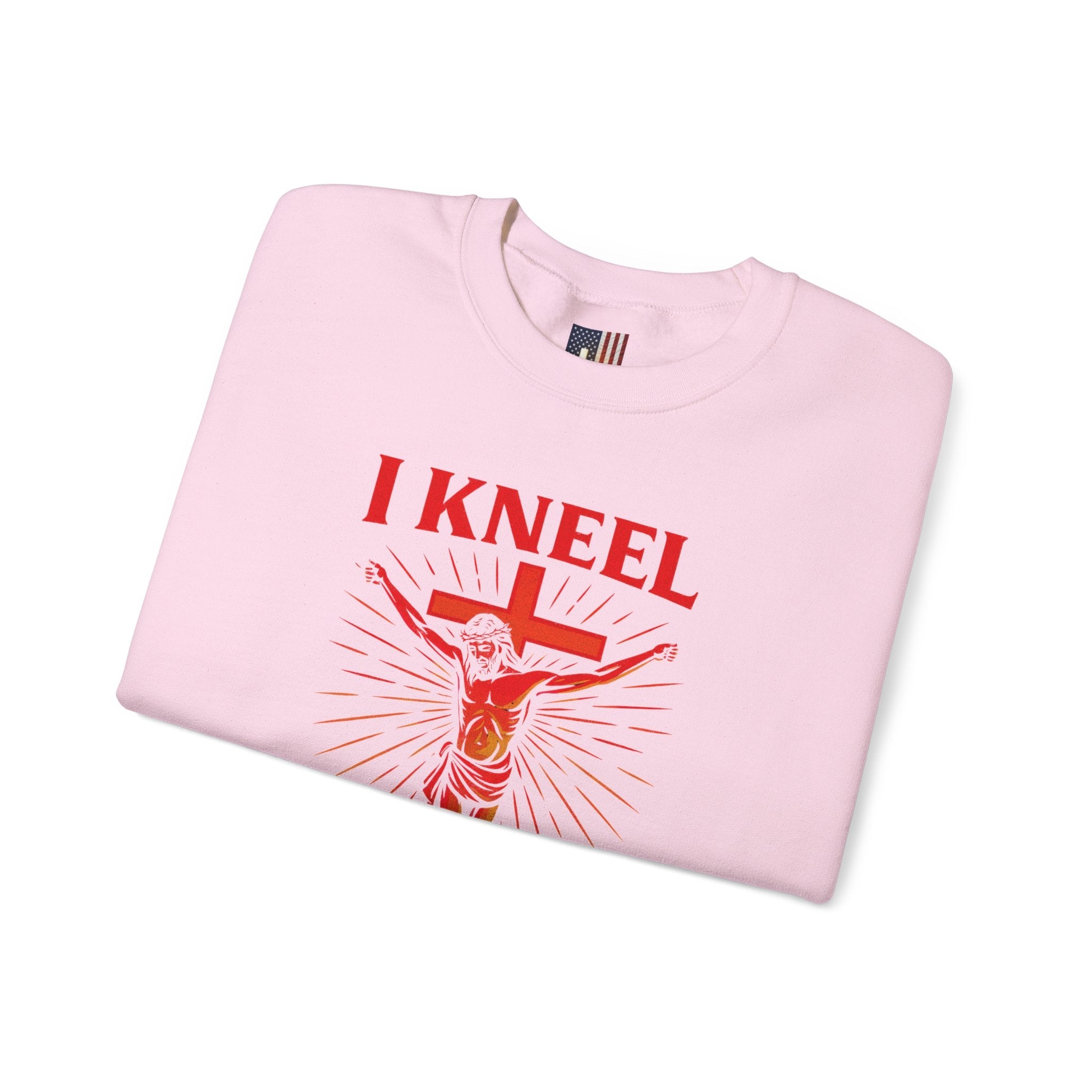 I Kneel to One Man Sweatshirt – Crucifixion Christian Sweatshirt for Unashamed Devotion & Bold Faith Printify