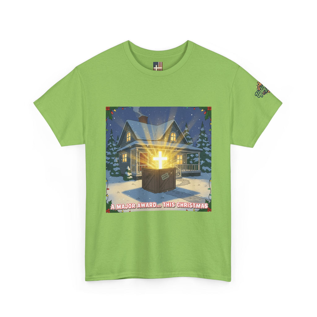 A Major Award This Christmas T-shirt – Fragile Leg Lamp Parody Cross Unboxing Christian T-shirt for Hilarious Faith & Holiday Glow Printify
