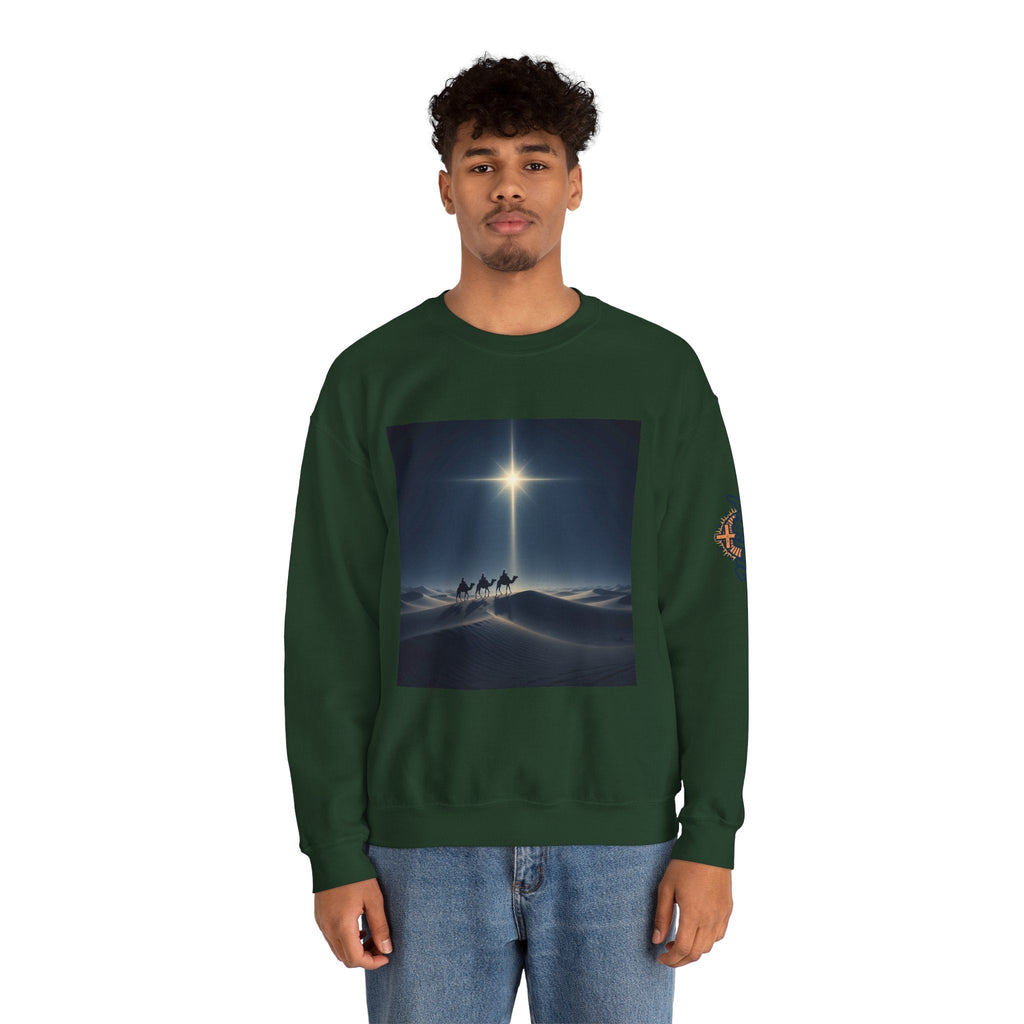 3 Wise Men Sweatshirt – Magi Camels Nativity Journey Christian Christmas Sweatshirt for Epiphany Faith & Holy Night Printify