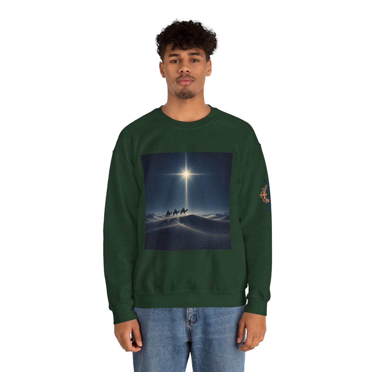 3 Wise Men Sweatshirt – Magi Camels Nativity Journey Christian Christmas Sweatshirt for Epiphany Faith & Holy Night Printify