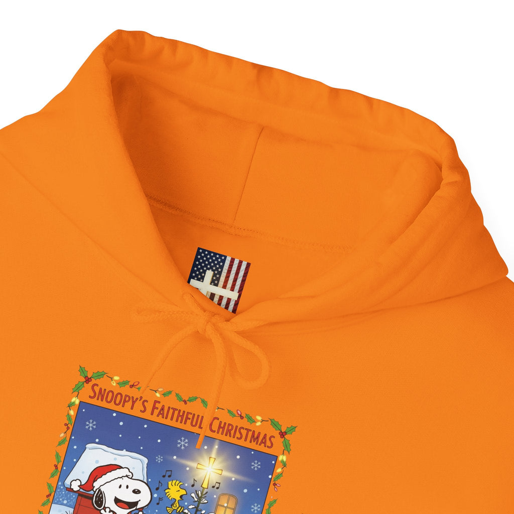 🎄 Faithful Christmas Friends – Christian Holiday Hoodie | Festive Tree & Cartoon Duo | Heartwarming Christmas Tee by Uplifted Gear Printify