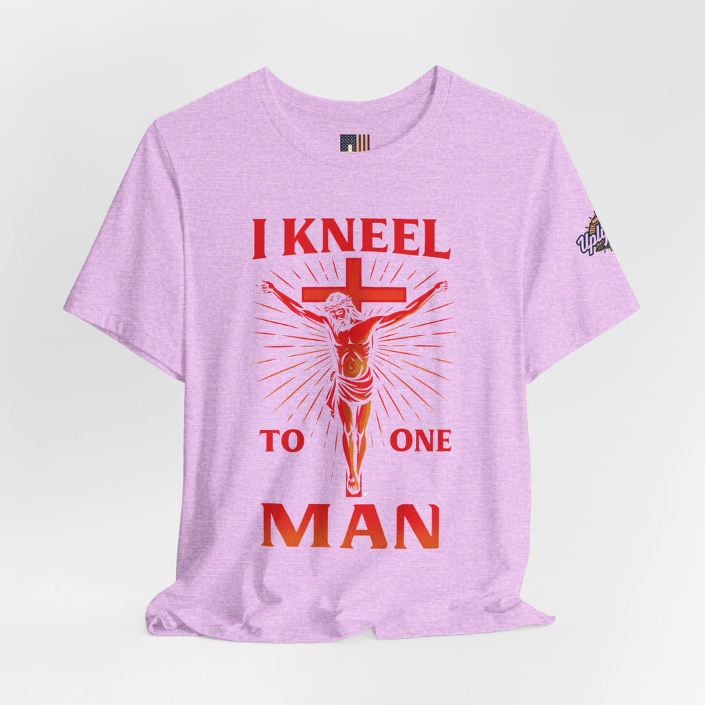 I Kneel to One Man T-shirt – Crucifixion Christian T-shirt for Unashamed Devotion & Bold Faith Printify