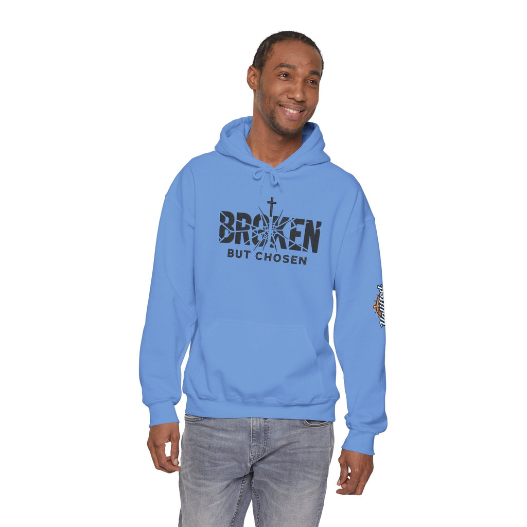 Broken But Chosen Hoodie — Christian Faith Graphic Sweatshirt Printify