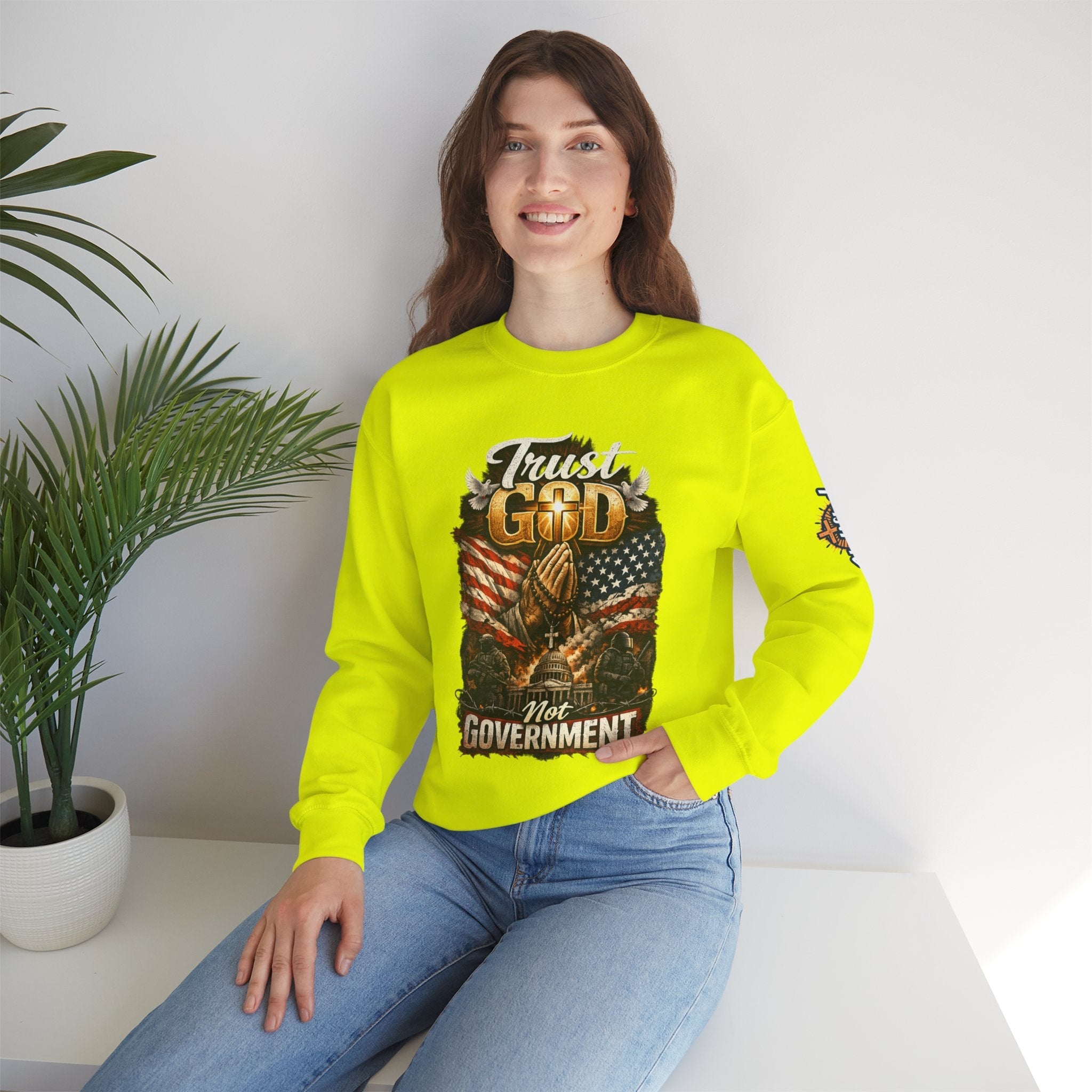 Trust God Not Government Sweatshirt — Vintage Patriotic Christian Sweatshirt Printify