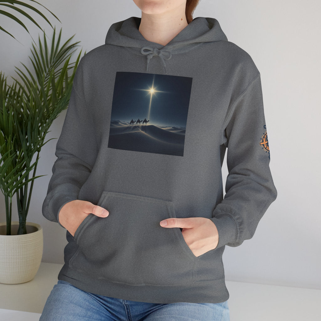 3 Wise Men Hoodie – Magi Camels Nativity Journey Christian Christmas Sweatshirt for Epiphany Faith & Holy Night Printify