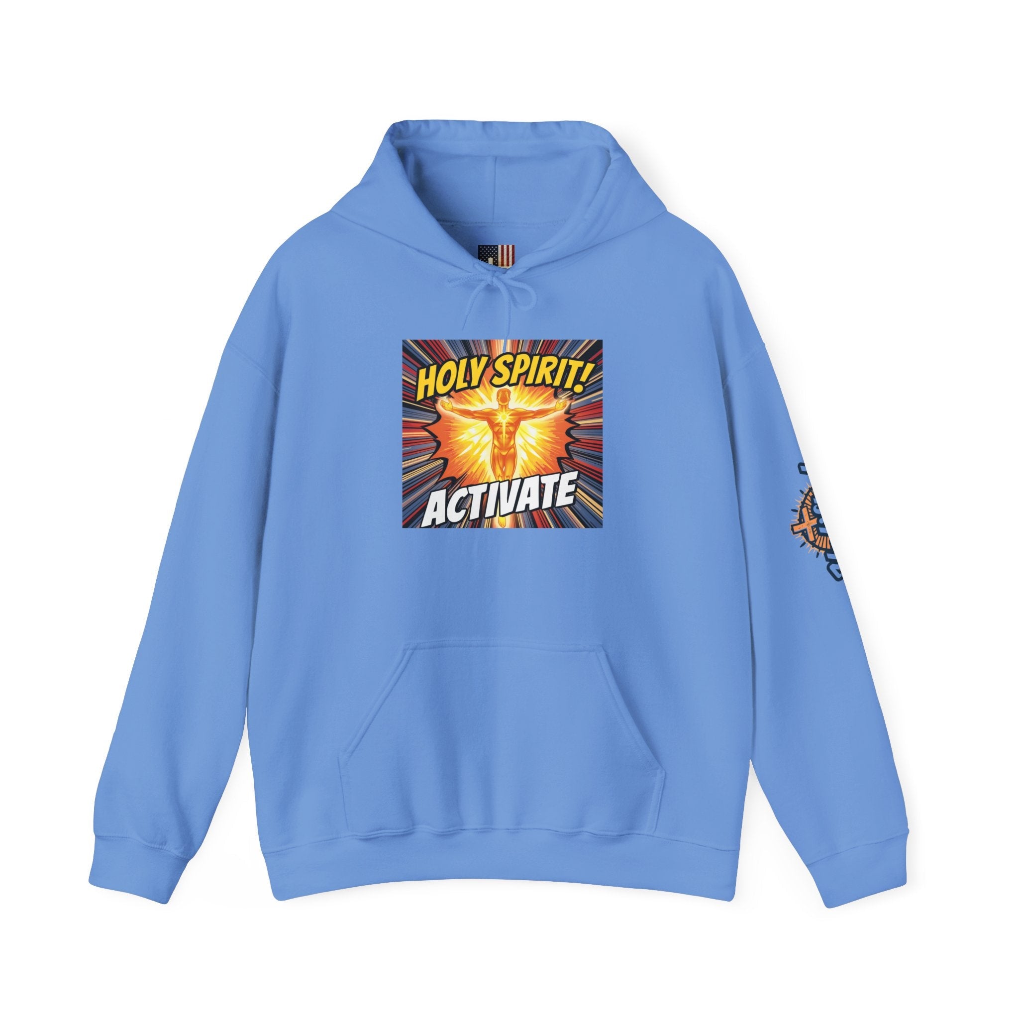 Holy Spirit Activate Hoodie – Superhero Christian Sweatshirt with Vibrant Power-Up Design for Faith-Fueled Boldness Printify
