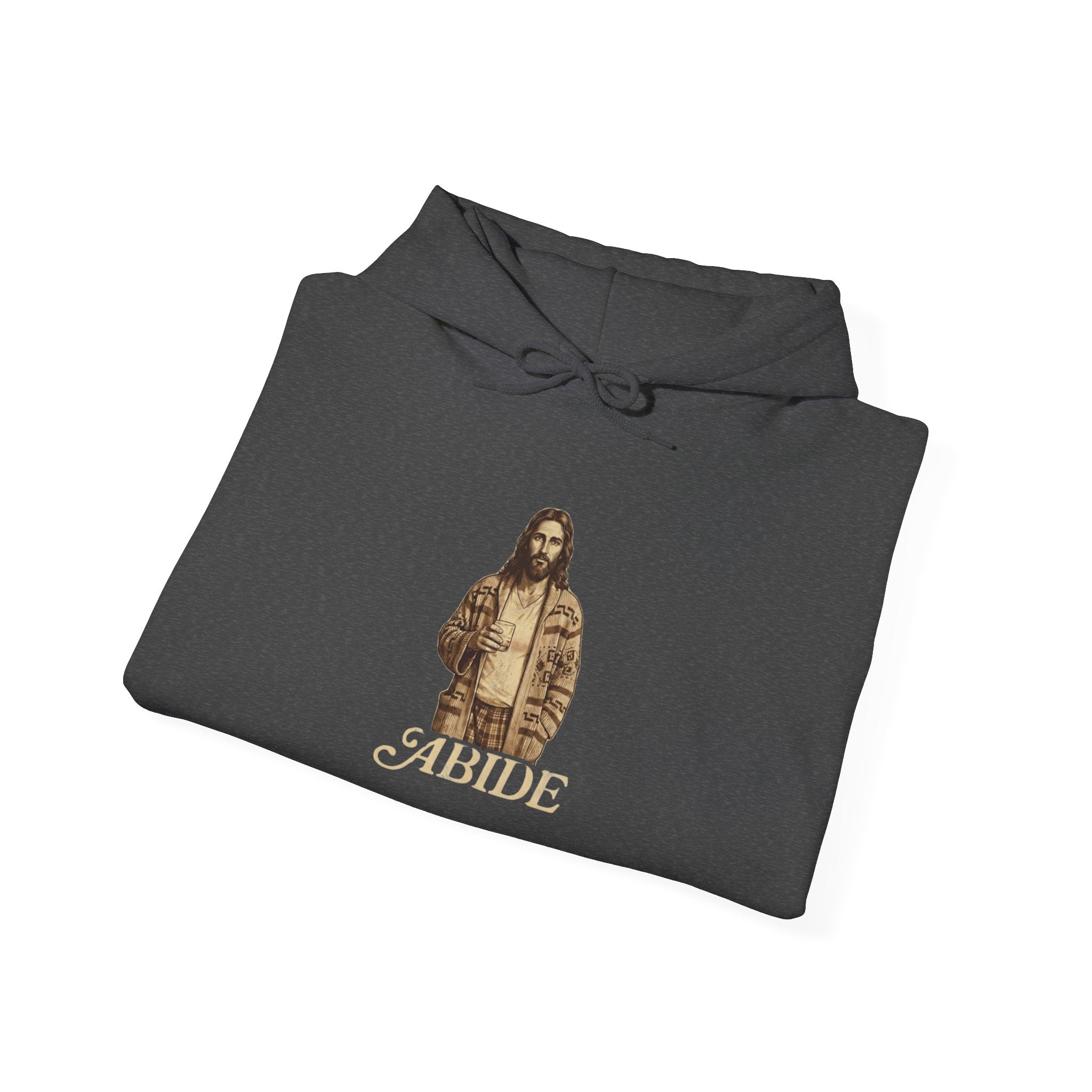 Abide Jesus Hoodie — Vintage 'The Dude' Religious Graphic Hoodie Printify