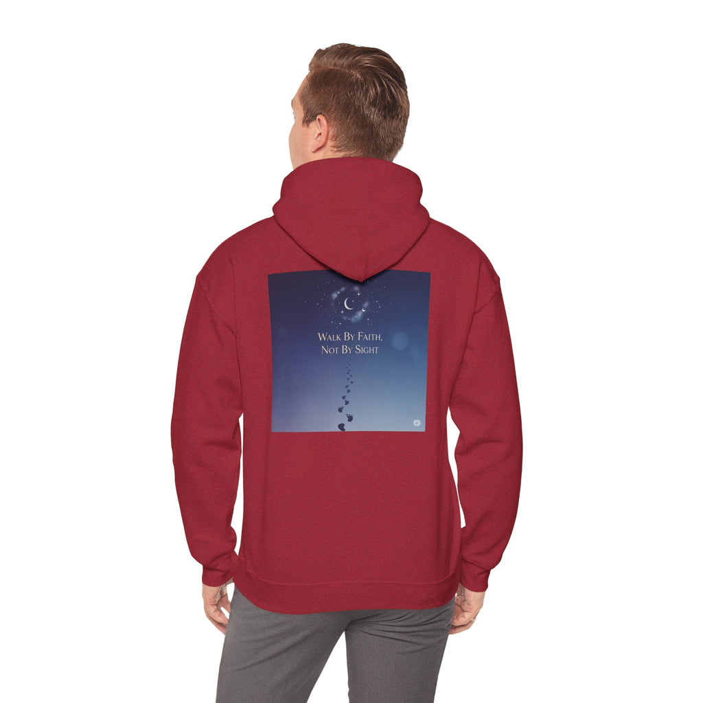 Walk by Faith, Not by Sight Hoodie – Moonlit Footprints Christian Hoodie for Cozy Nights Printify