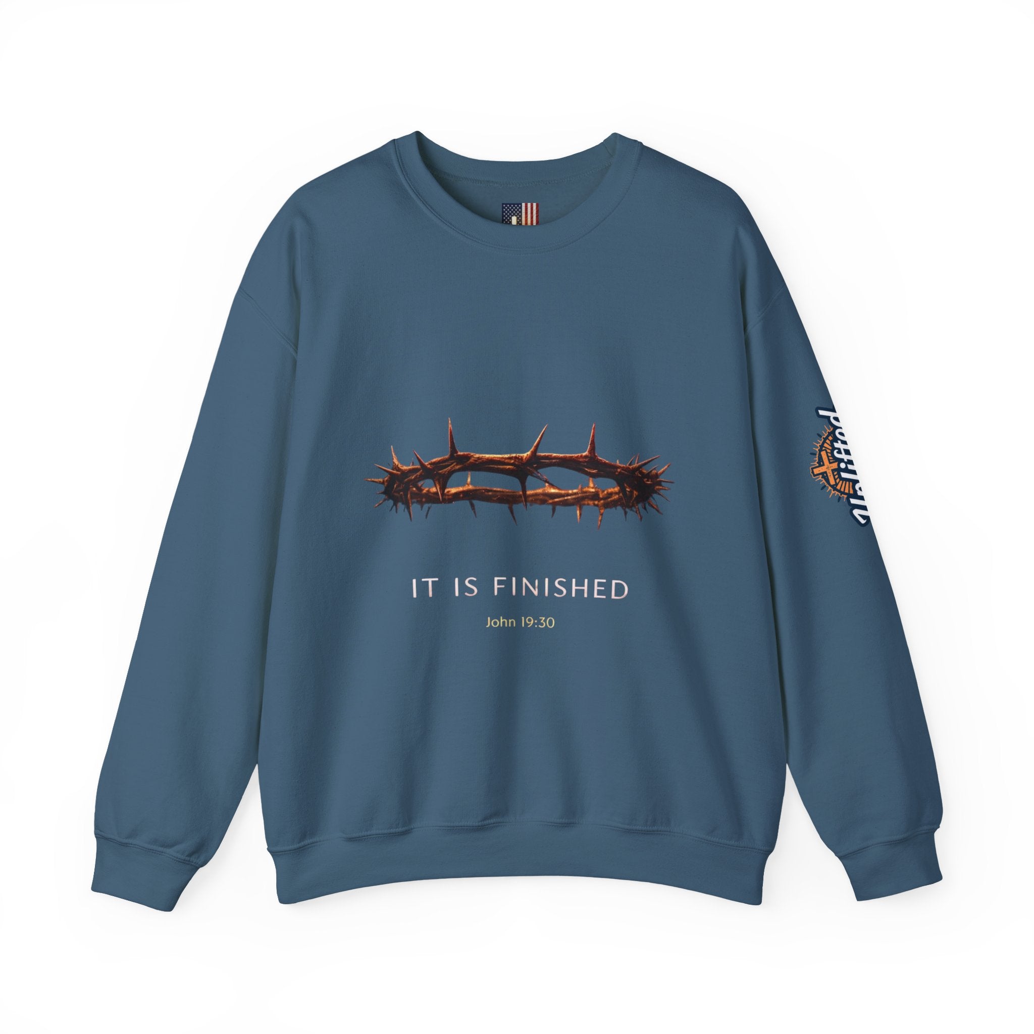 It Is Finished Crown of Thorns Sweatshirt — Christian John 19:30 Faith Sweatshirt Printify
