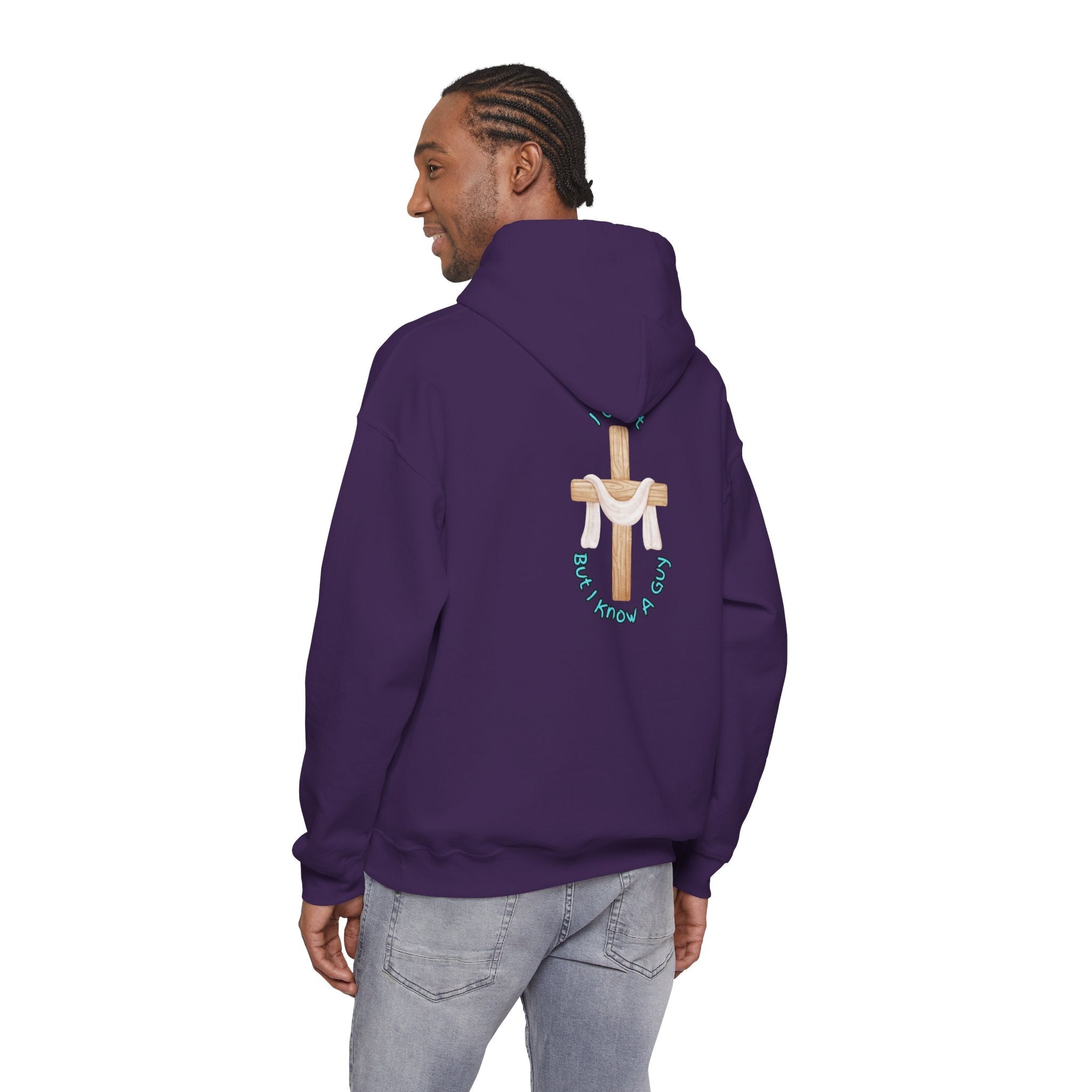 I Can’t, But I Know a Guy Hoodie – Jesus Cross Christian Hoodie for Cozy Faith Printify