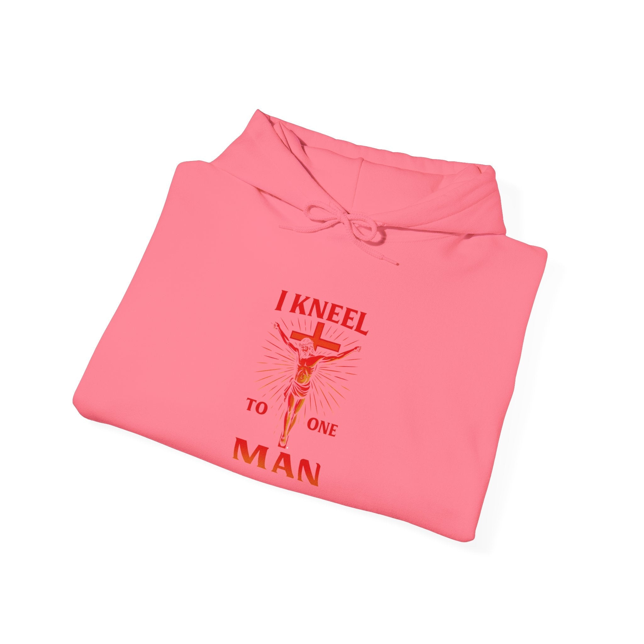 I Kneel to One Man Hoodie – Crucifixion Christian Sweatshirt for Unashamed Devotion & Bold Faith Printify