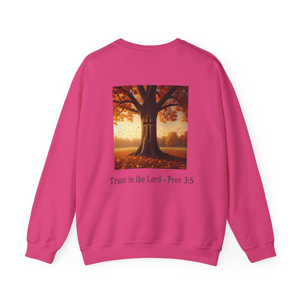 Trust in the Lord Sweatshirt – Autumn Tree Proverbs 3:5 Christian Sweatshirt for Cozy Faith Printify