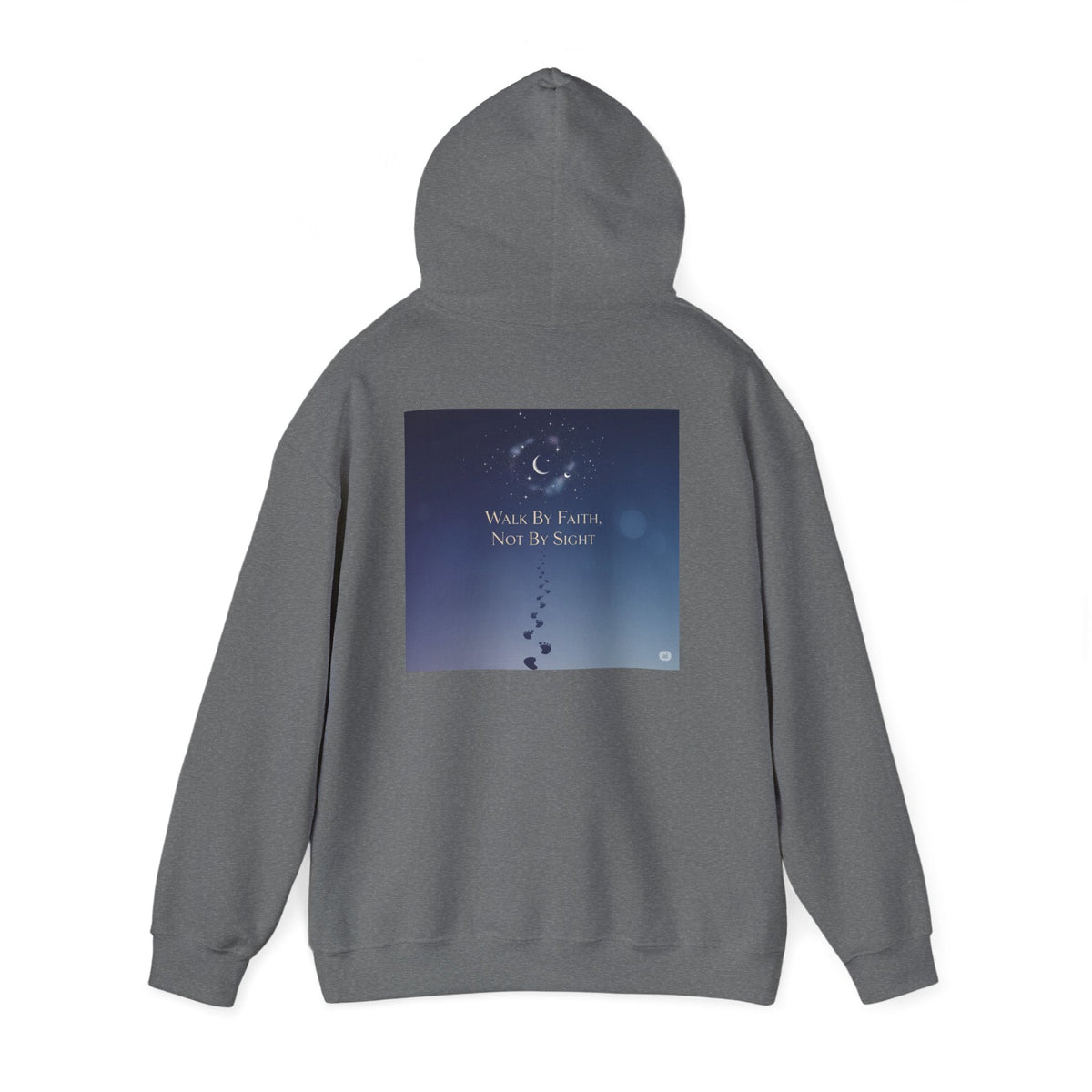 Walk by Faith, Not by Sight Hoodie – Moonlit Footprints Christian Hoodie for Cozy Nights Printify