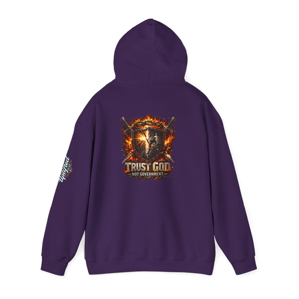Trust God Not Government Shield Hoodie — Patriotic Christian Faith Hoodie Printify