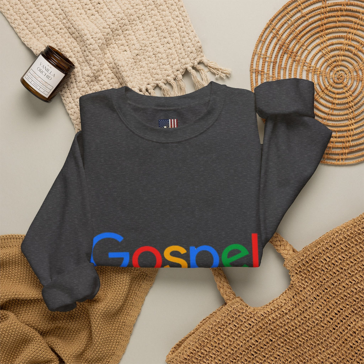 Gospel Graphic Sweatshirt — "Gospel" Colorful Logo Christian Sweatshirt Printify