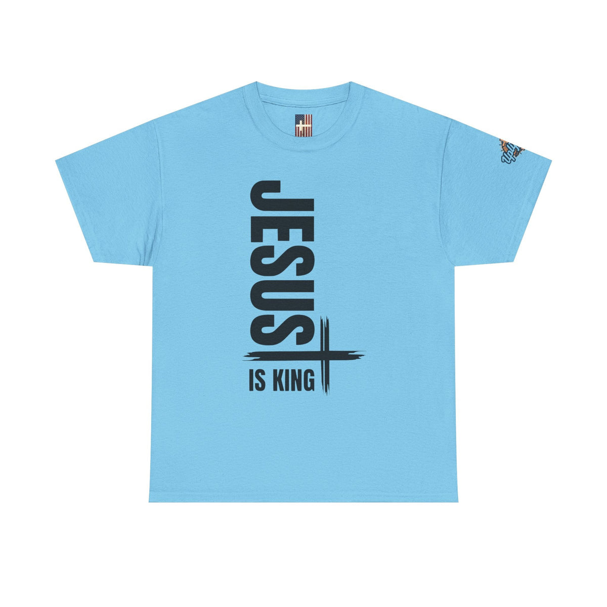 Jesus Is King T-shirt | Modern Typographic Cross Christian T-shirt Printify