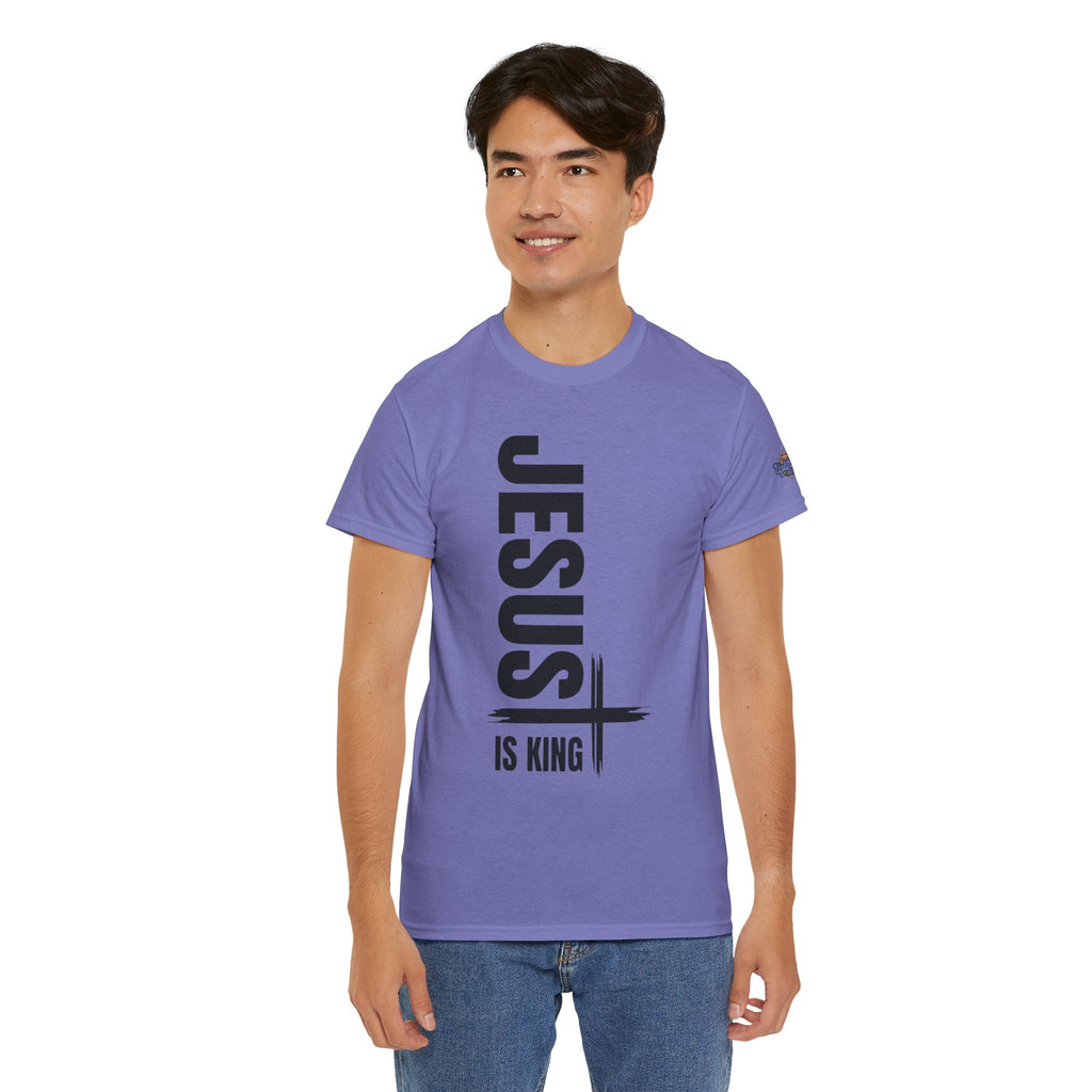 Jesus Is King T-shirt | Modern Typographic Cross Christian T-shirt Printify