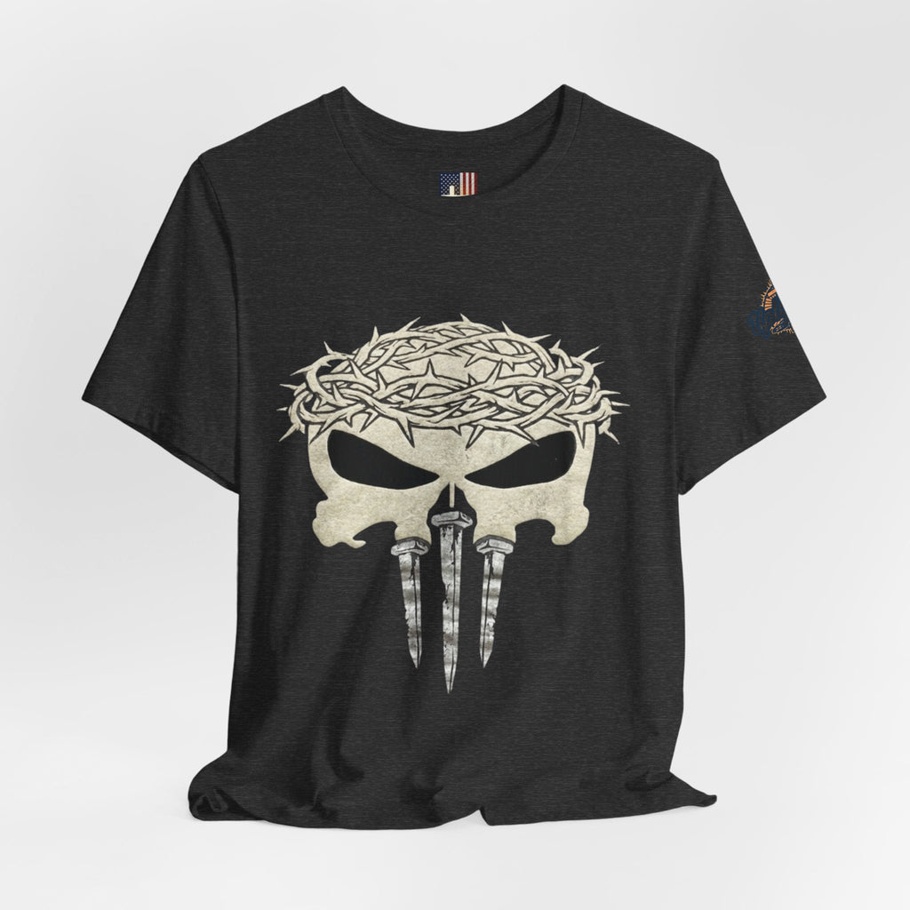 Christian Skull T-shirt - Crown of Thorns & Nails - Warrior Faith T-shirt Printify