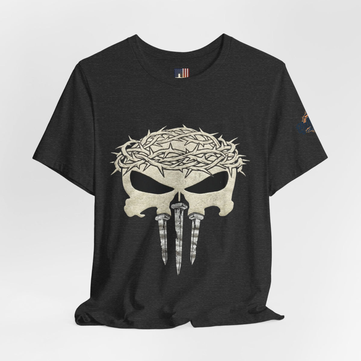 Christian Skull T-shirt - Crown of Thorns & Nails - Warrior Faith T-shirt Printify