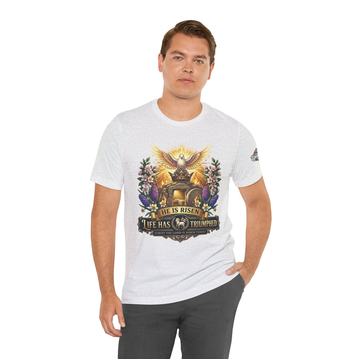 He Is Risen "Life Has Triumphed" T-Shirt — Easter Resurrection Christian Tee Printify