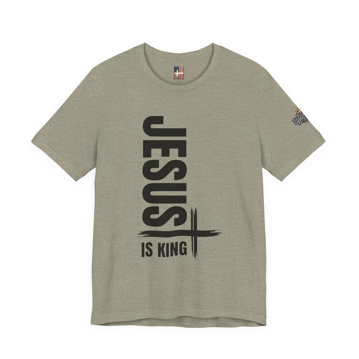 Jesus Is King T-shirt | Modern Typographic Cross Christian T-shirt Printify