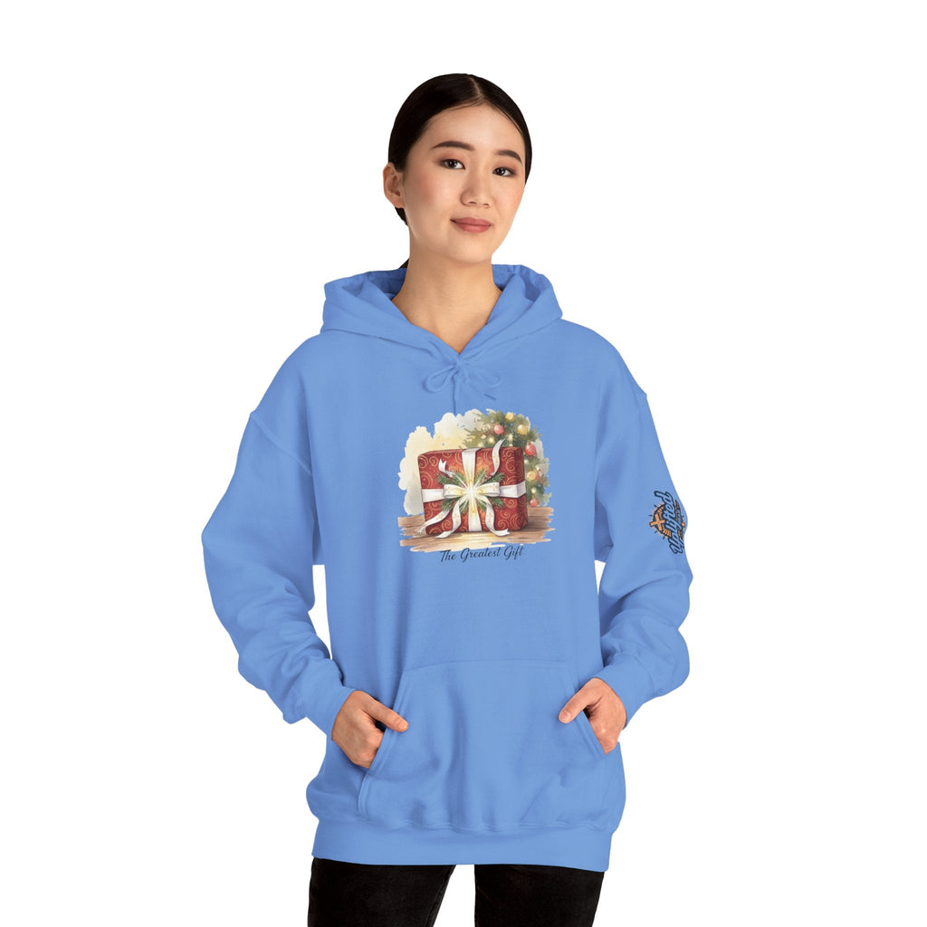The Greatest Gift Hoodie – Cross Bow Present Christian Hoodie for Christmas Salvation & Eternal Faith Printify