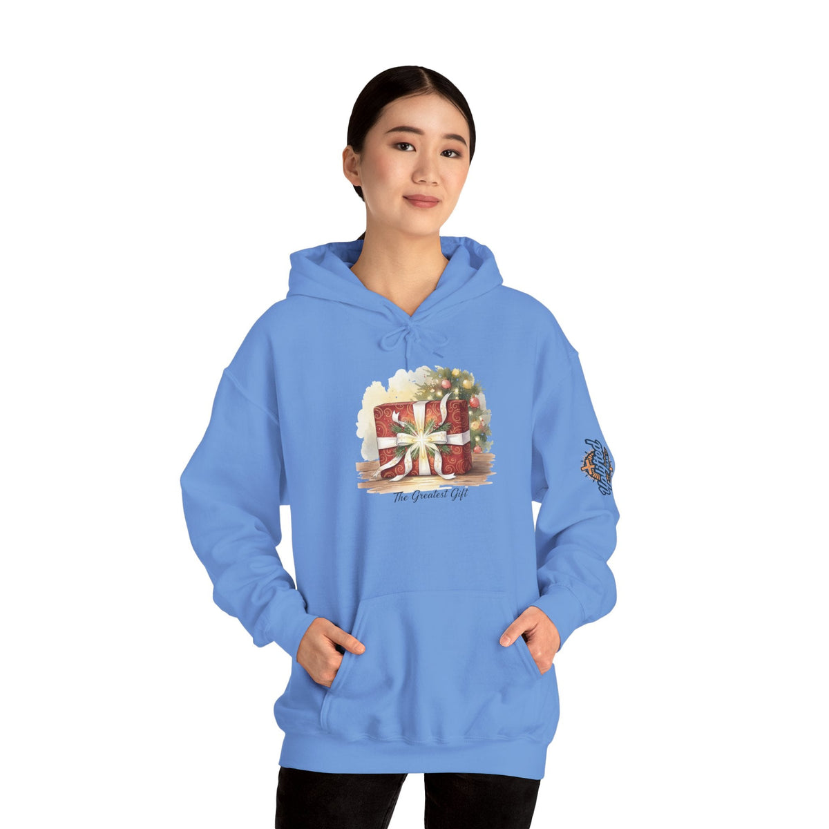The Greatest Gift Hoodie – Cross Bow Present Christian Hoodie for Christmas Salvation & Eternal Faith Printify