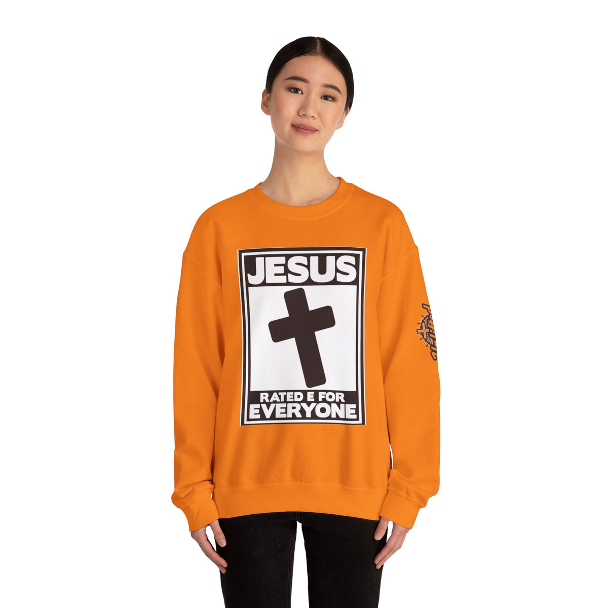 Jesus, Rated E for Everyone Sweatshirt - Gamer Faith Sweatshirt - Christian Video Game Parody Printify