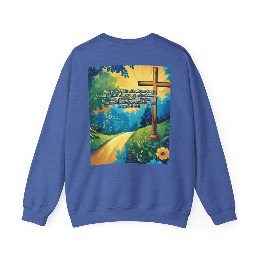 Trust in The Lord Proverbs 3:5-6 Biblical Design Crewneck Sweatshirt Printify