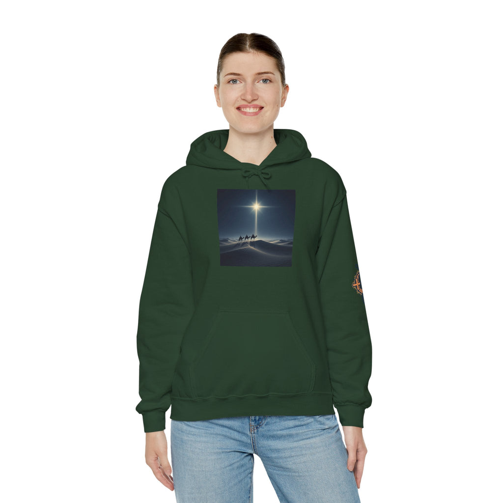 3 Wise Men Hoodie – Magi Camels Nativity Journey Christian Christmas Sweatshirt for Epiphany Faith & Holy Night Printify