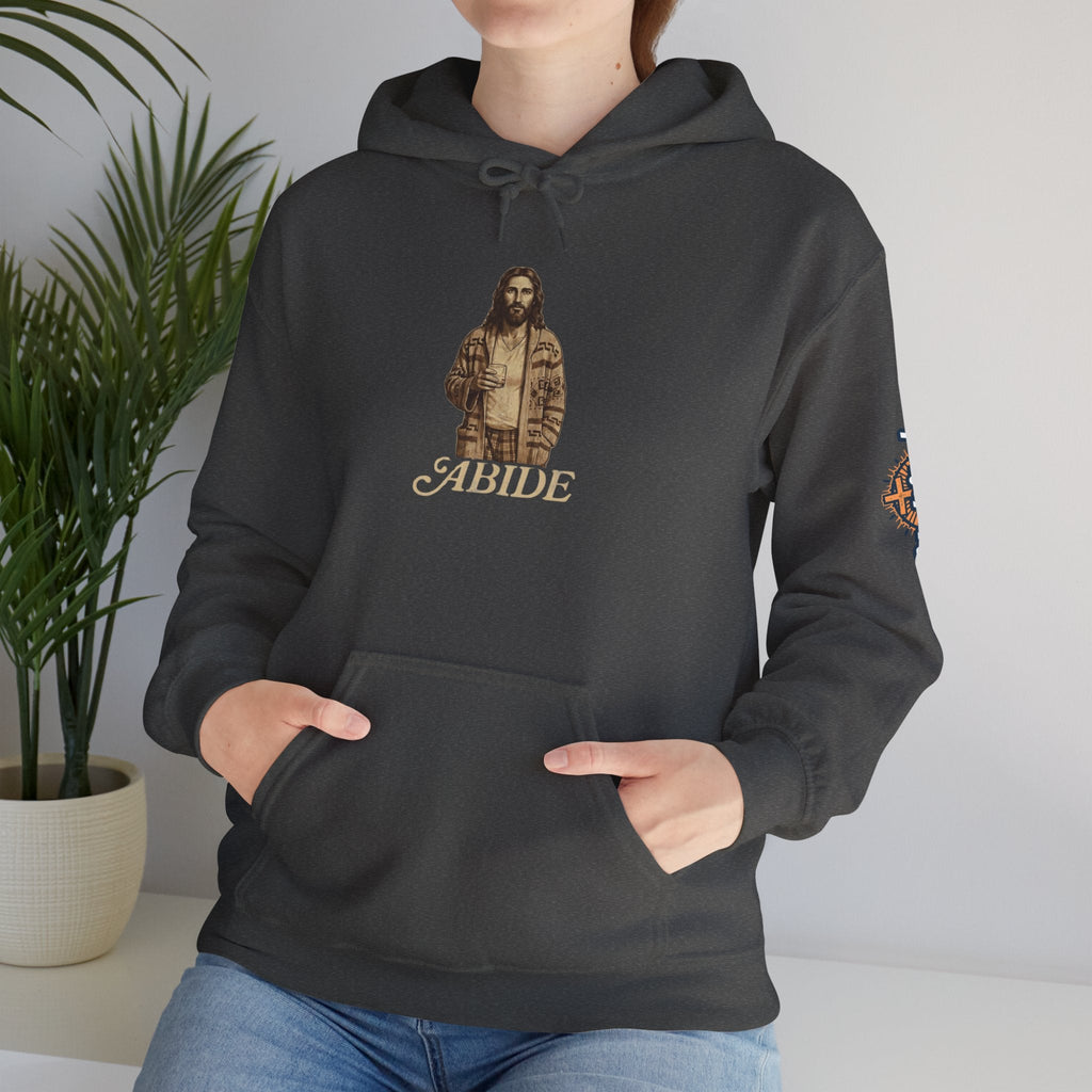 Abide Jesus Hoodie — Vintage 'The Dude' Religious Graphic Hoodie Printify