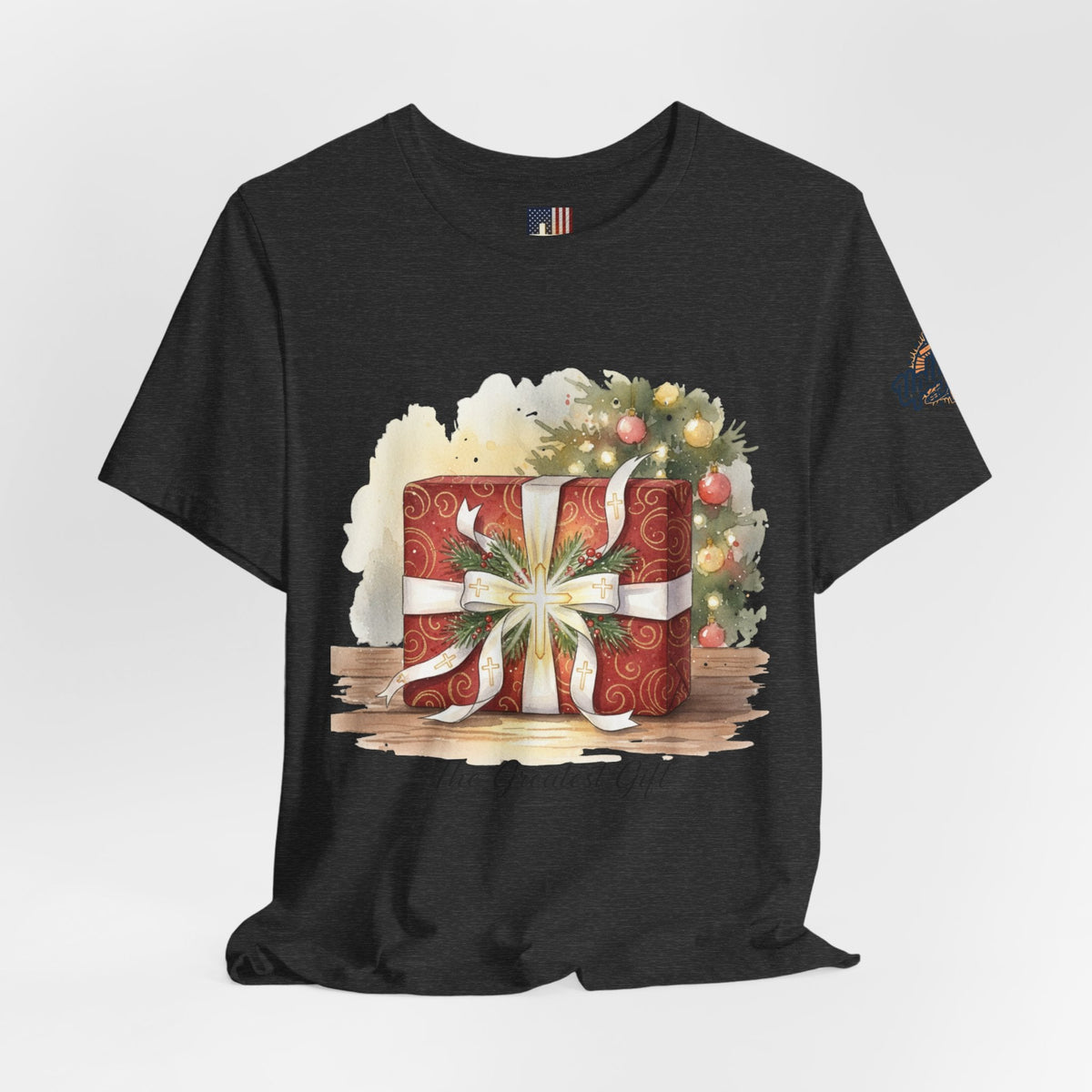The Greatest Gift T-shirt – Cross Bow Present Christian T-shirt for Christmas Salvation & Eternal Faith Printify