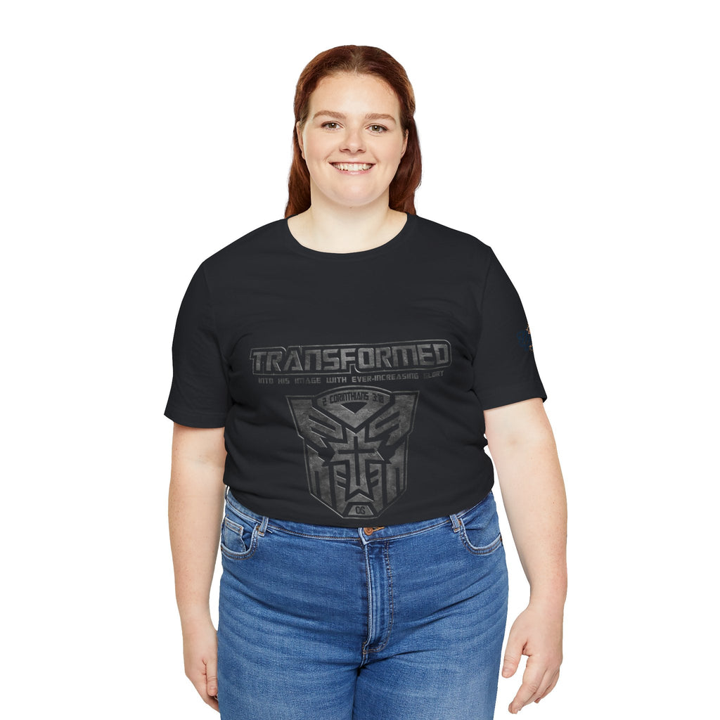 Transformer Logo Christian T-shirt | 2 Corinthians 3:18 Bible Verse T-shirt Printify