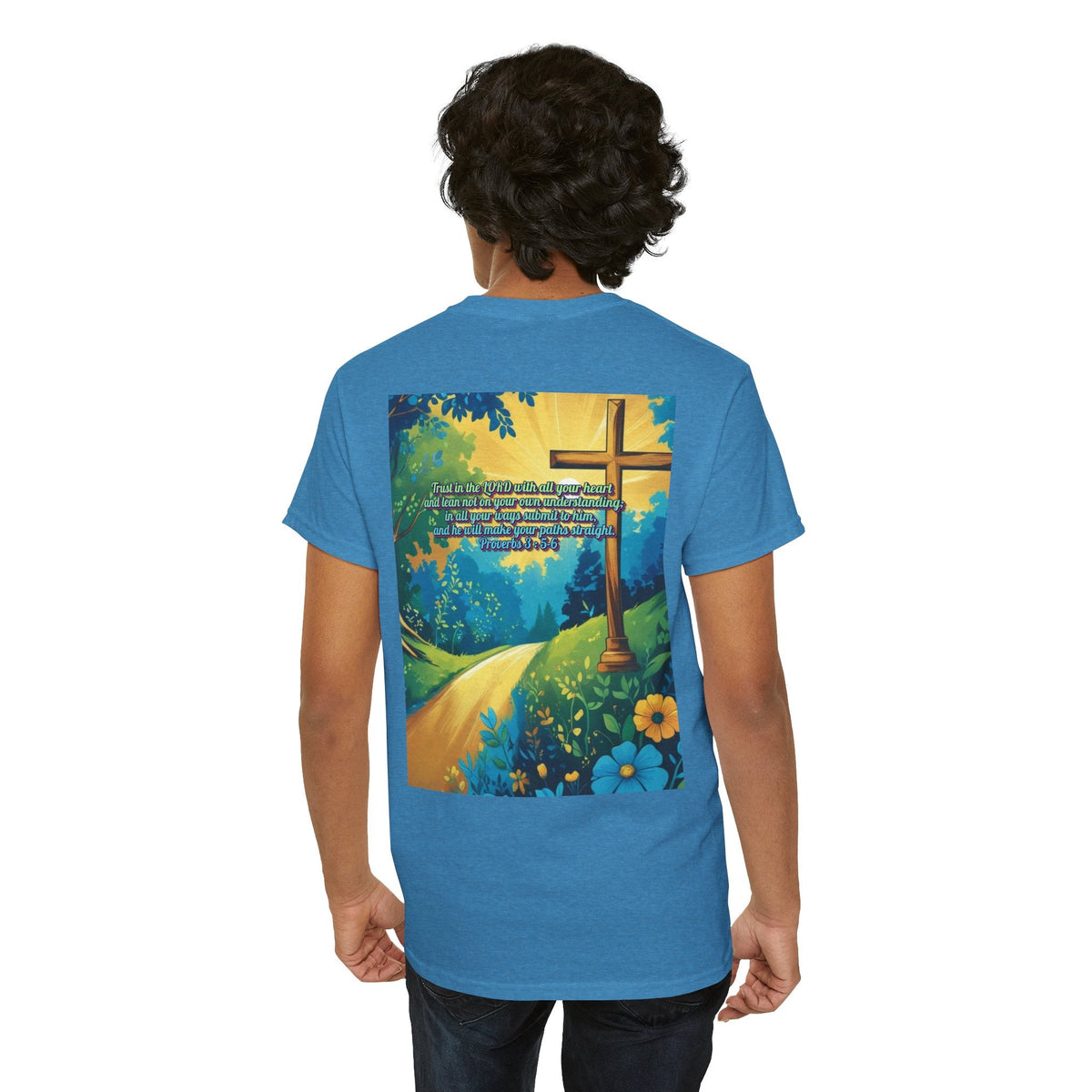 Trust in The Lord Proverbs 3:5-6 Biblical Design Unisex Heavy Cotton Tee Printify
