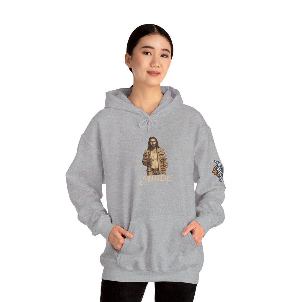 Abide Jesus Hoodie — Vintage 'The Dude' Religious Graphic Hoodie Printify