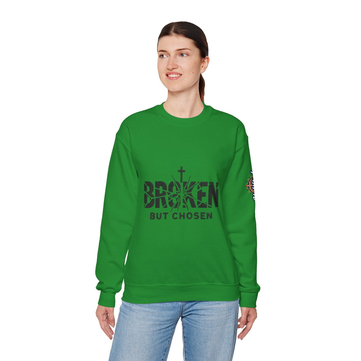 Broken But Chosen Crewneck Sweatshirt Printify