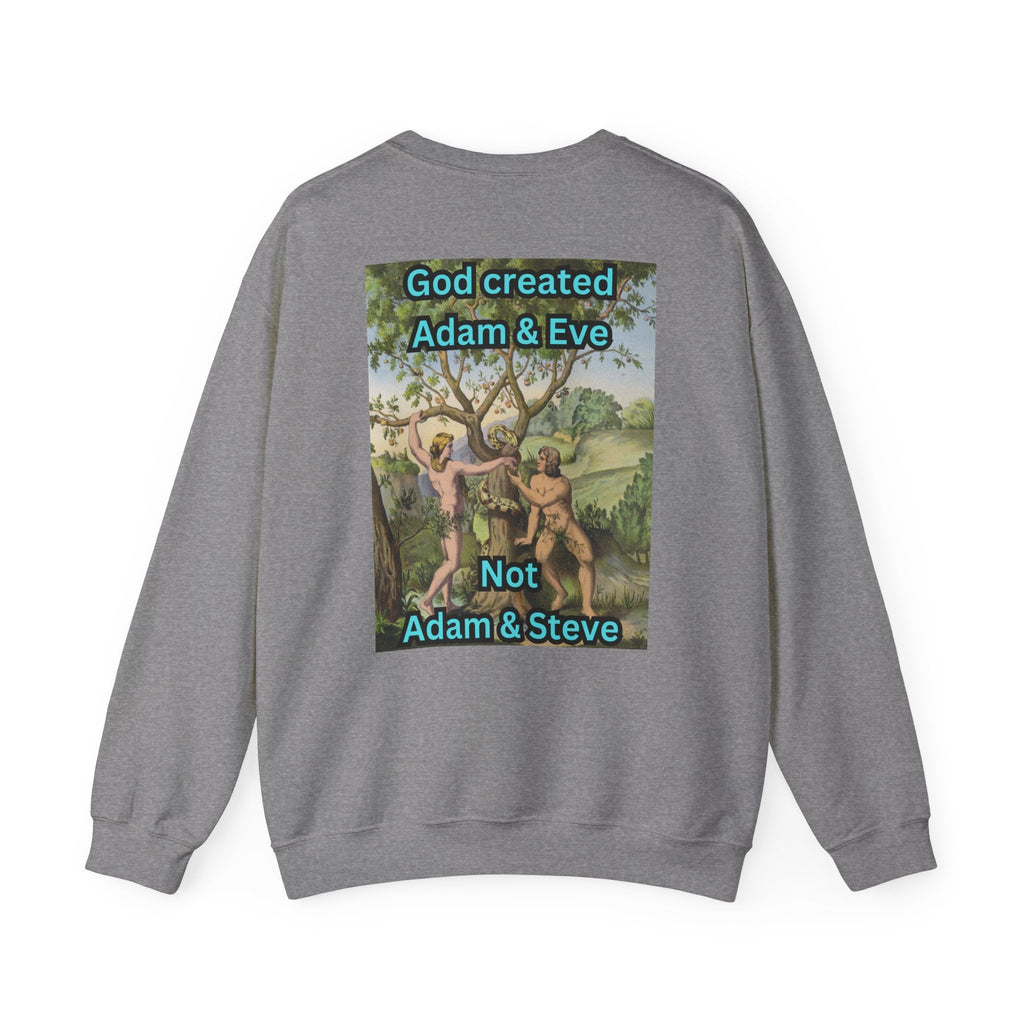 God Created Adam and Eve Sweatshirt – Biblical Truth Christian Sweatshirt for Unshakable Faith Printify