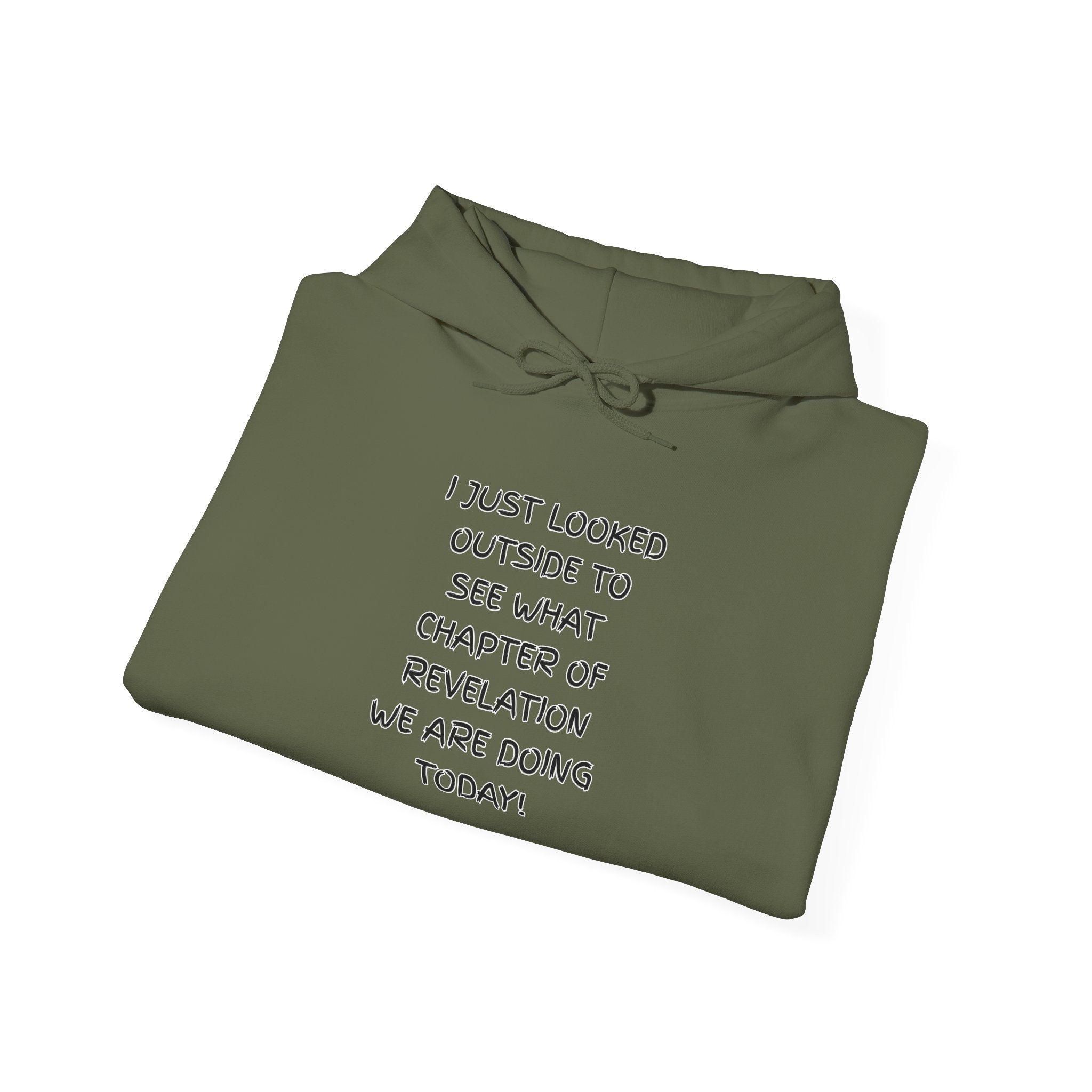 What Chapter of Revelation Hoodie – I Looked Outside My Window Christian Sweatshirt for End Times Humor & Faith Printify