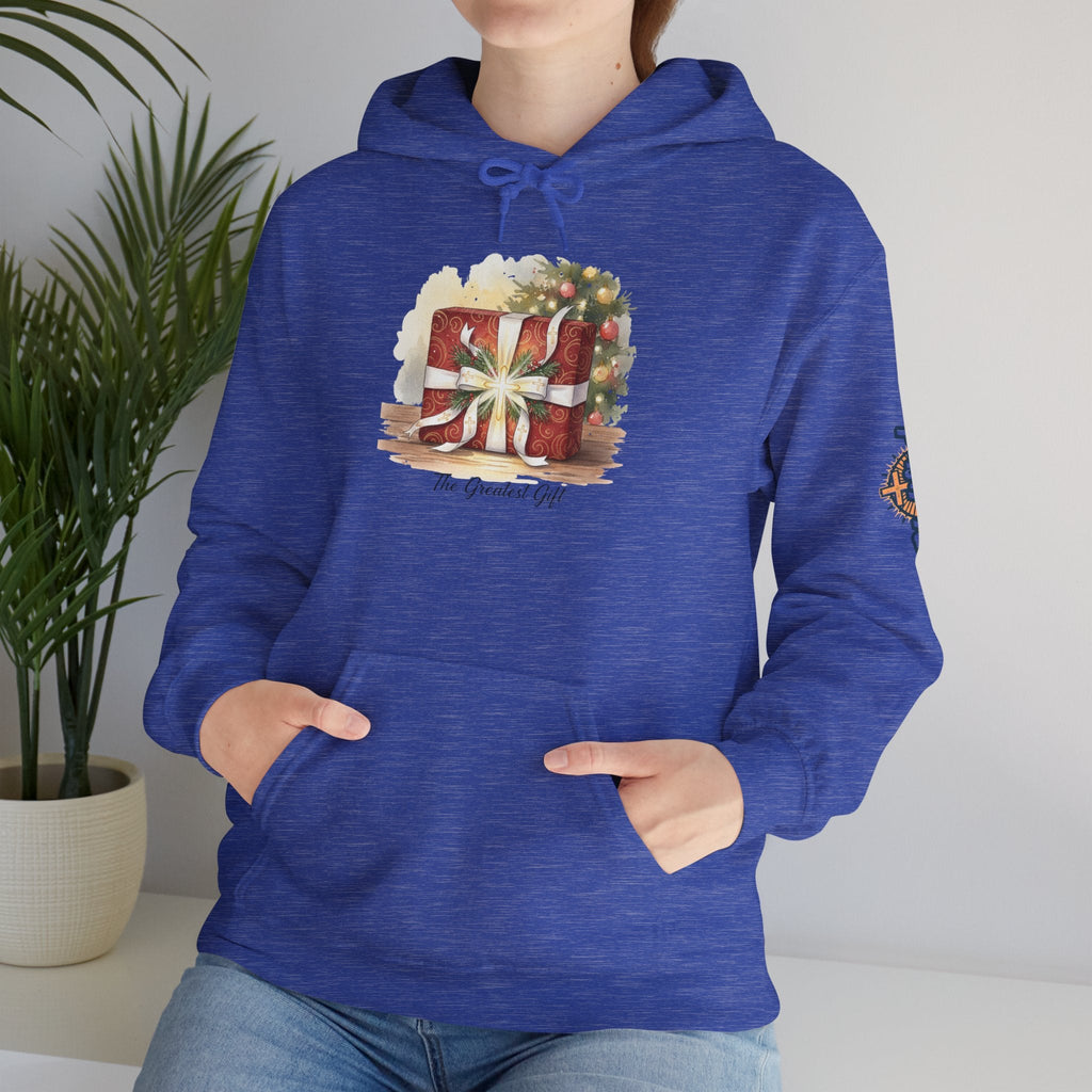 The Greatest Gift Hoodie – Cross Bow Present Christian Hoodie for Christmas Salvation & Eternal Faith Printify